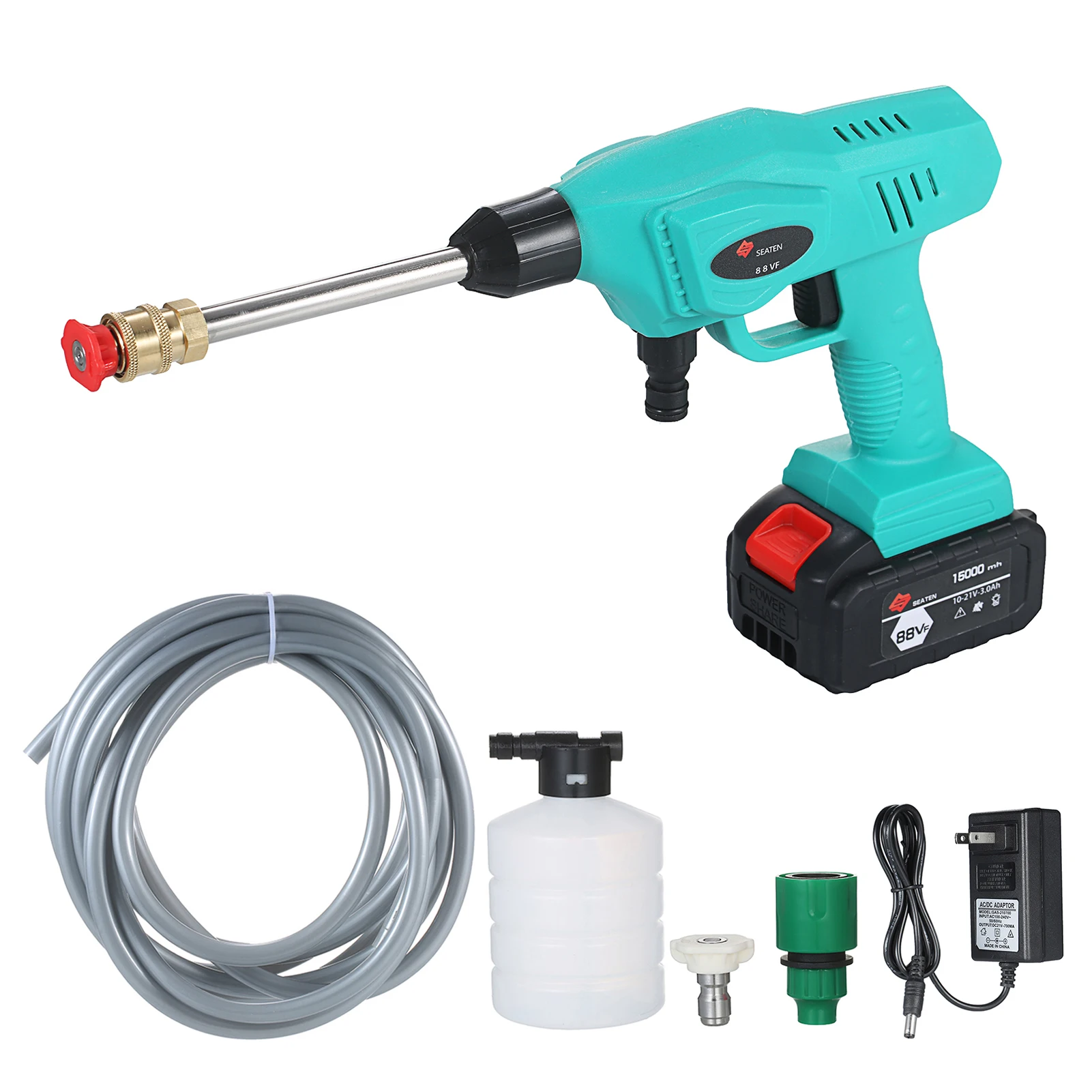 240W 21V Cordless Washer Spray Water Gun High Pressure Adjustable Nozzles 5m Hose 15000mAh Battery Car Wash Cleaning Machine
240W 21V Cordless Washer Spray Water Gun High Pressure Adjustable Nozzles 5m Hose 15000mAh Battery Car Wash Cleaning Machine