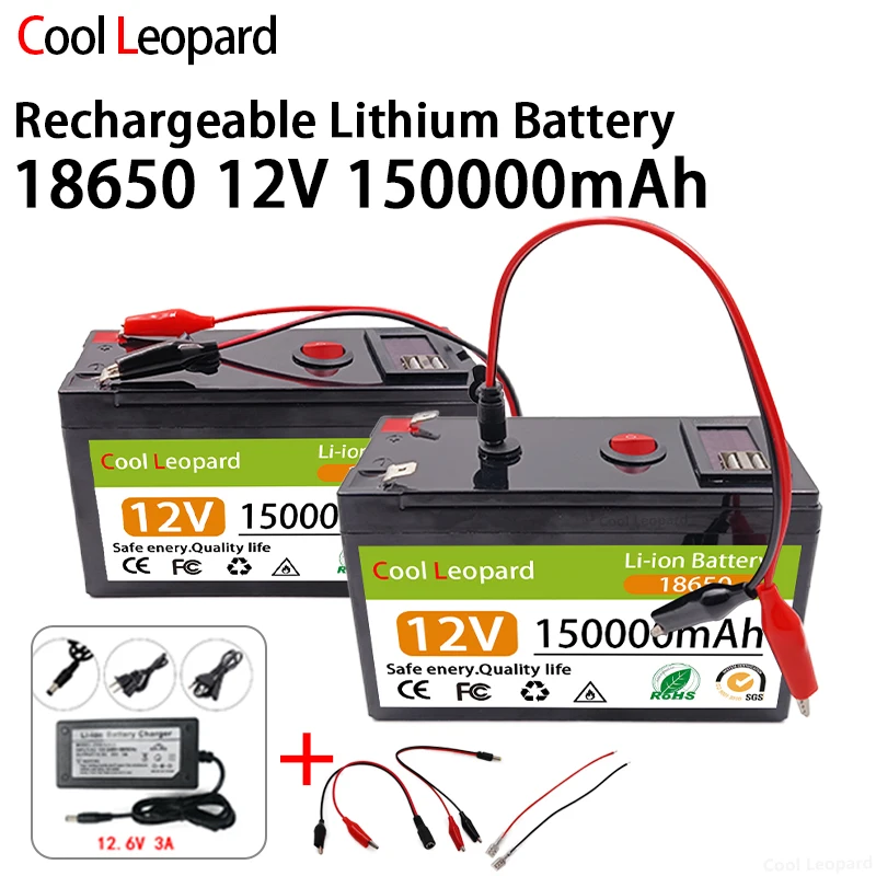 12V Battery 18650 12V 150Ah Rechargeable Lithium Ion Battery Pack Built-in BMS,for Solar Energy Electric Vehicle +12.6V Charger
12V Battery 18650 12V 150Ah Rechargeable Lithium Ion Battery Pack Built-in BMS,for Solar Energy Electric Vehicle +12.6V Charger
