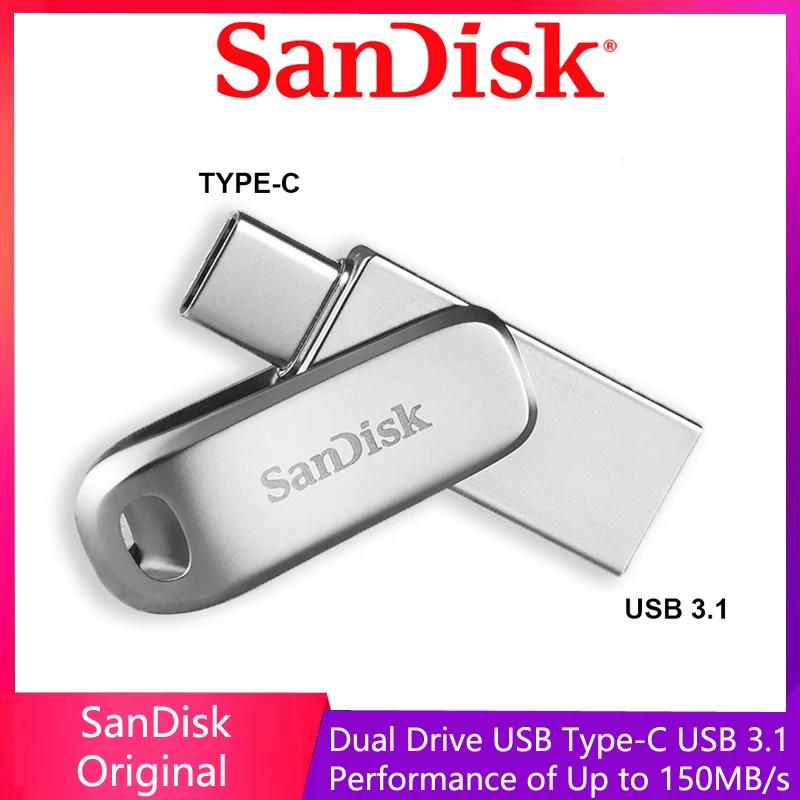 

SanDisk Flash Drive Ultra Dual Drive Luxe USB Type-C SDDDC4 USB3.1 Pendrive 1TB 512G 256G 128G 64G32G Metal OTG Phone Flash Disk