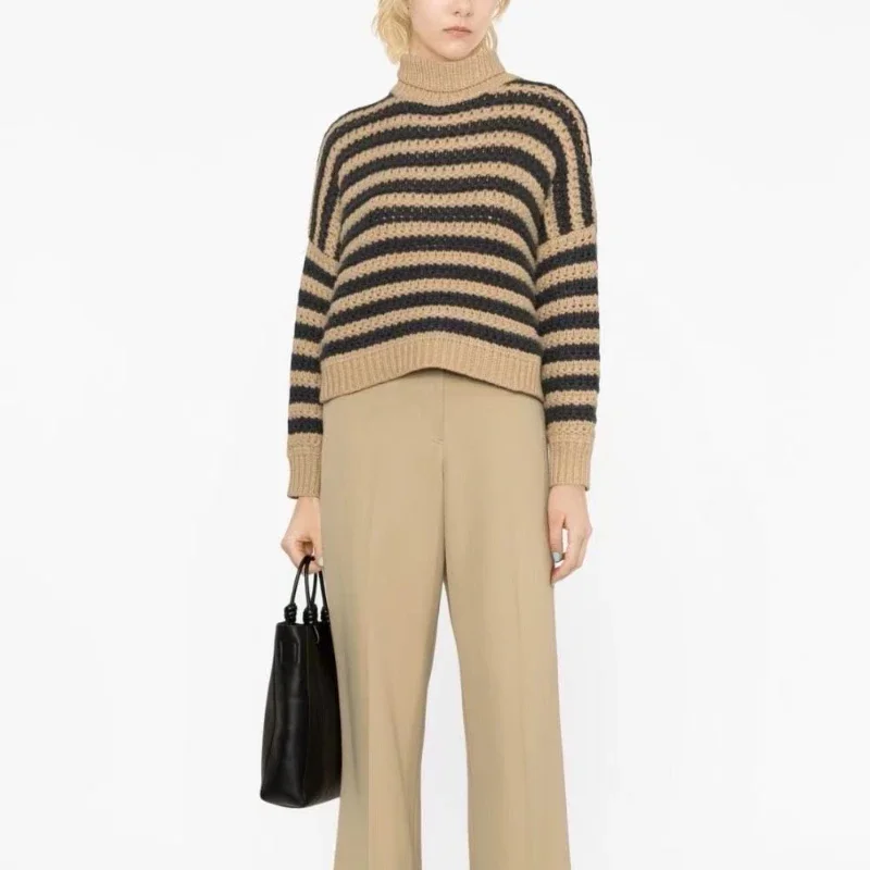 Новинка 2023 осень-зима полосатая вязаная Водолазка с длинным рукавом Теплый свитер
Новинка 2023 осень-зима полосатая вязаная Водолазка с длинным рукавом Теплый свитер