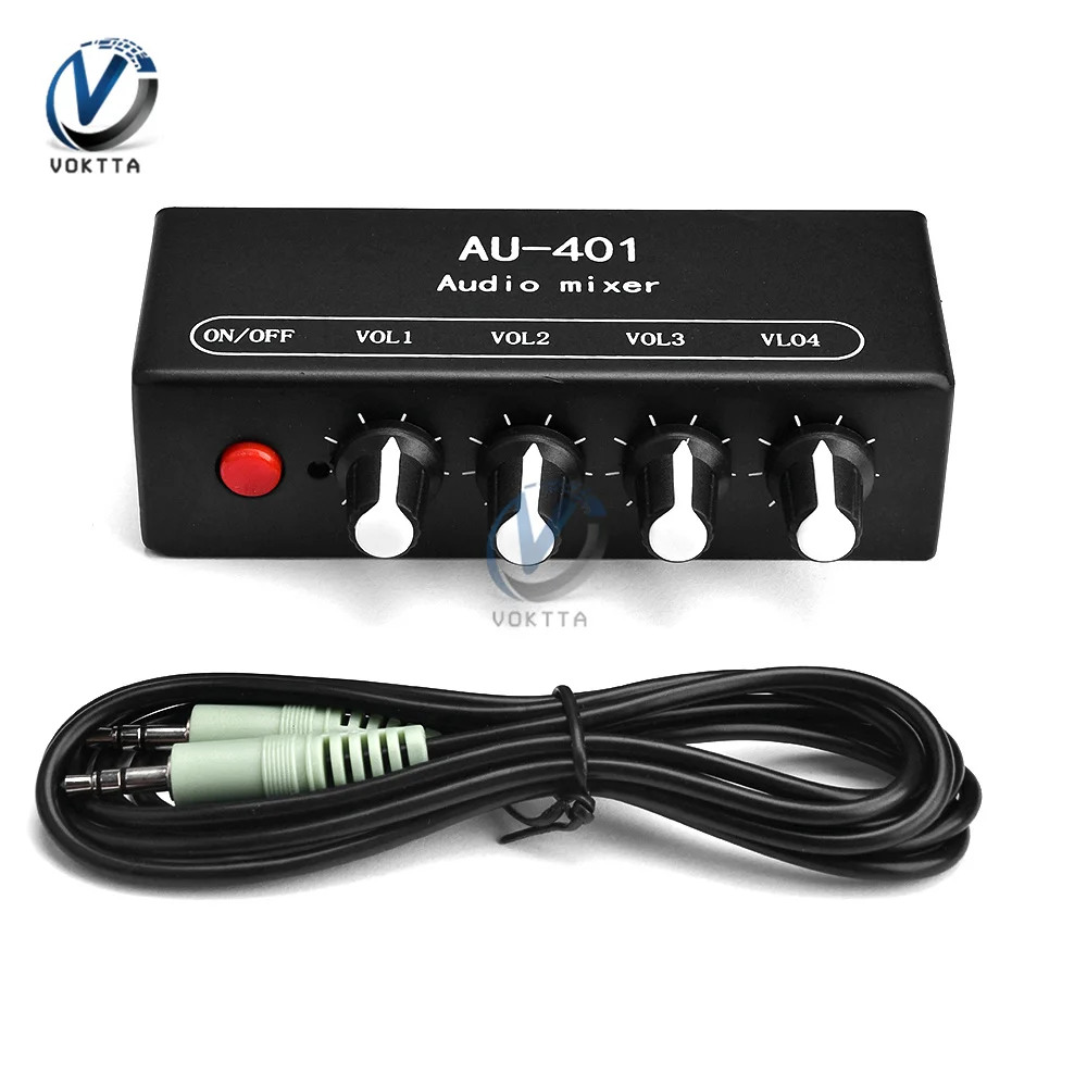 AU-401 DC 5V-12V Stereo Audio Mixer 4 Input 1 Output Individually Controls Board Sound Mixing DIY Headphones Amplifier
AU-401 DC 5V-12V Stereo Audio Mixer 4 Input 1 Output Individually Controls Board Sound Mixing DIY Headphones Amplifier