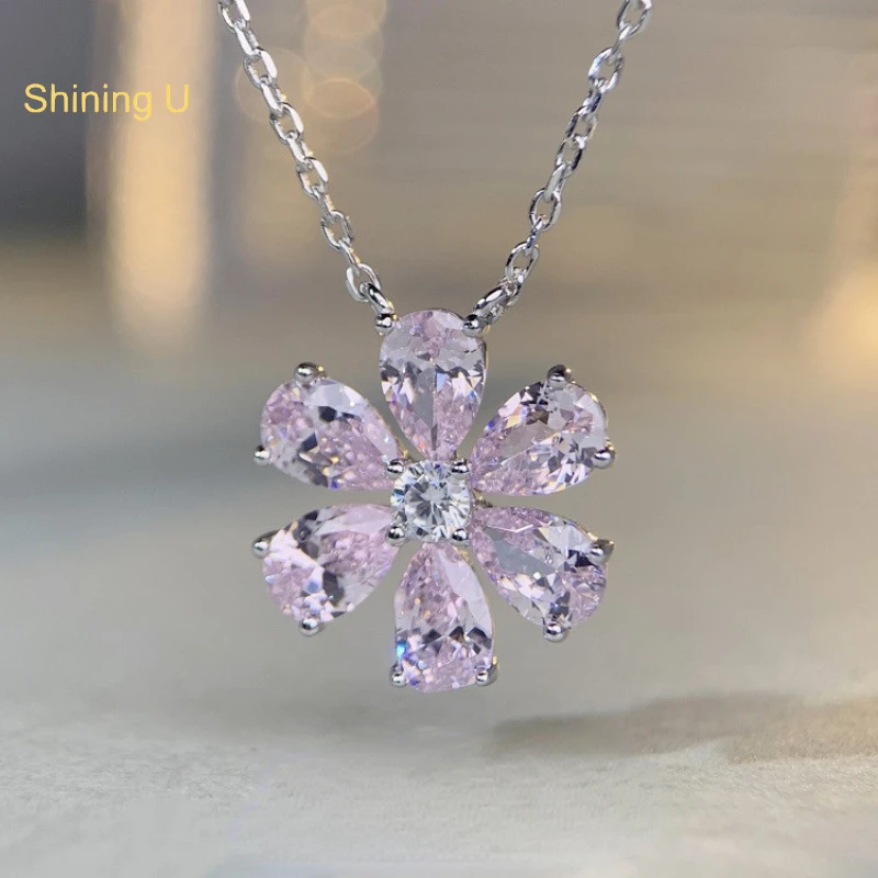 Shining U S925 Silver Pink Gemstone Floral Necklace for Women Girls 5A Zircon Fine Jewelry Summer Gift
Shining U S925 Silver Pink Gemstone Floral Necklace for Women Girls 5A Zircon Fine Jewelry Summer Gift