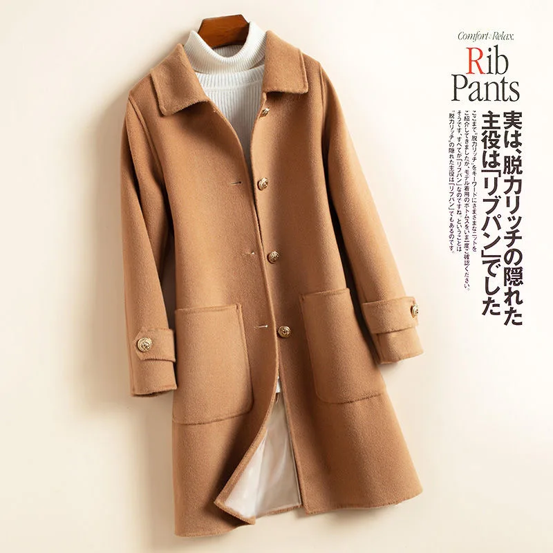 Winter Warm Coat Women Fashion Mid Length Wool Coat Elegant Single Breasted Solid Jacket Female Casual Thicken Outwear
Winter Warm Coat Women Fashion Mid Length Wool Coat Elegant Single Breasted Solid Jacket Female Casual Thicken Outwear