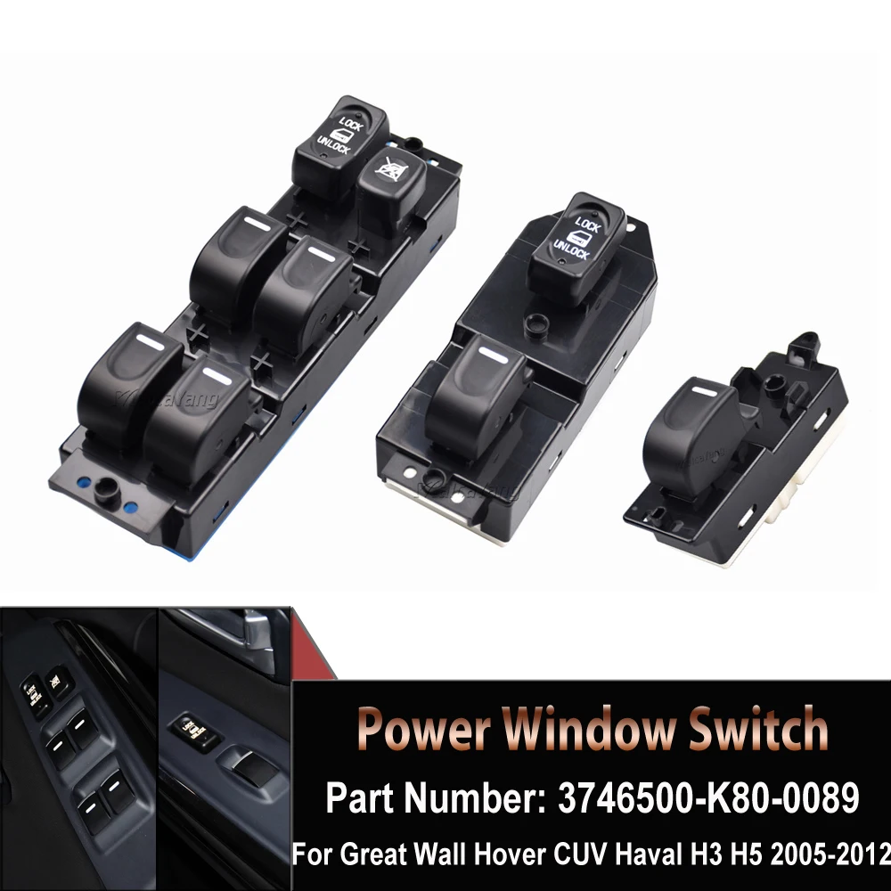 

New Front Left Power Window Switch With Anti-Folder Function 3746500-K80-0089 For Great Wall Hover Haval H3 H5 Battery Switch