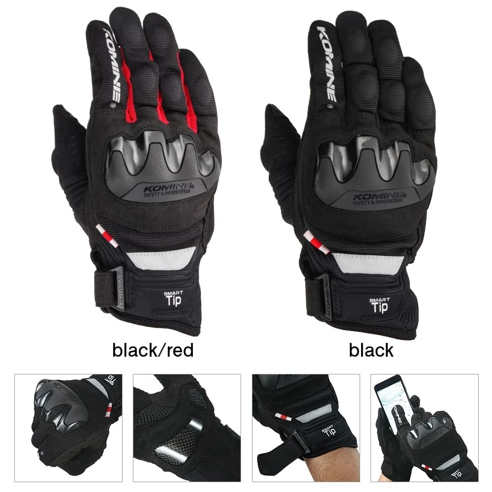Мужские мотоциклетные перчатки Komine GK220 черные для гонок на мотоциклах шоссейных