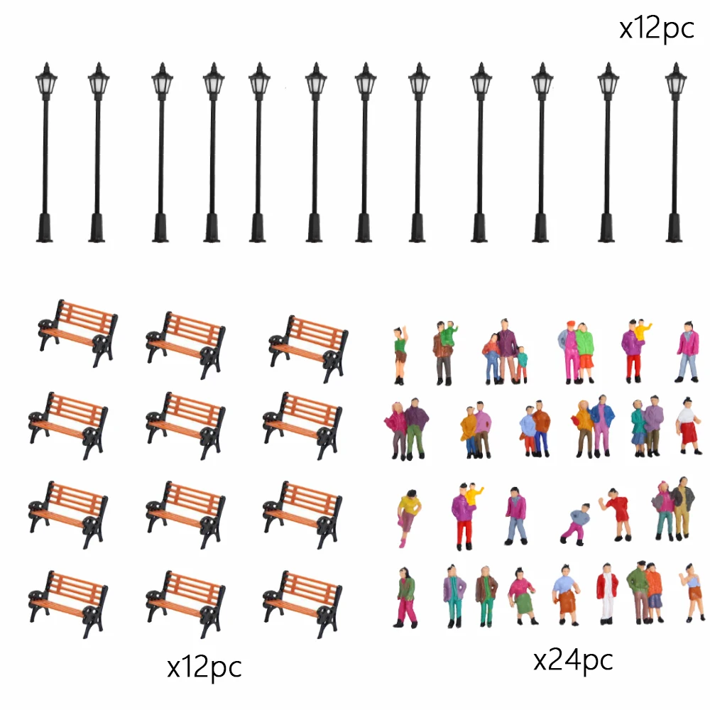 48Pcs/Set Scale 1:75-87 Miniature People/Garden Chair/Lamp Model Toys Diy HO Train Railway Building Scene Layout Diorama Kits
48Pcs/Set Scale 1:75-87 Miniature People/Garden Chair/Lamp Model Toys Diy HO Train Railway Building Scene Layout Diorama Kits