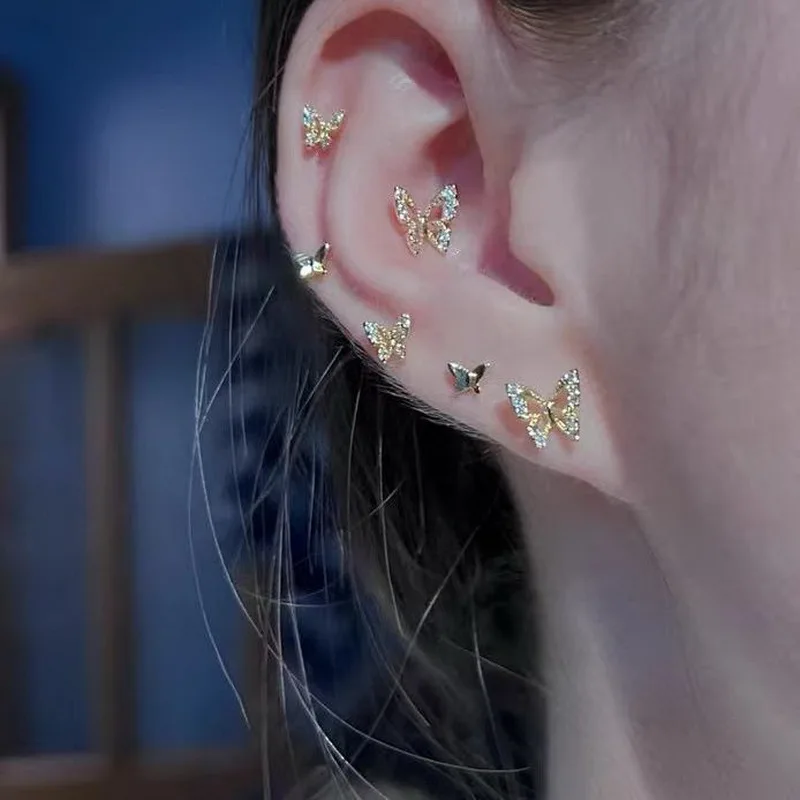 Luminous Mini Rhinestone Butterfly Sweet Stud Earrings for Women Flower Helix Cartilage Tragus Lobe Teen Ear Piercing Jewelry
Luminous Mini Rhinestone Butterfly Sweet Stud Earrings for Women Flower Helix Cartilage Tragus Lobe Teen Ear Piercing Jewelry