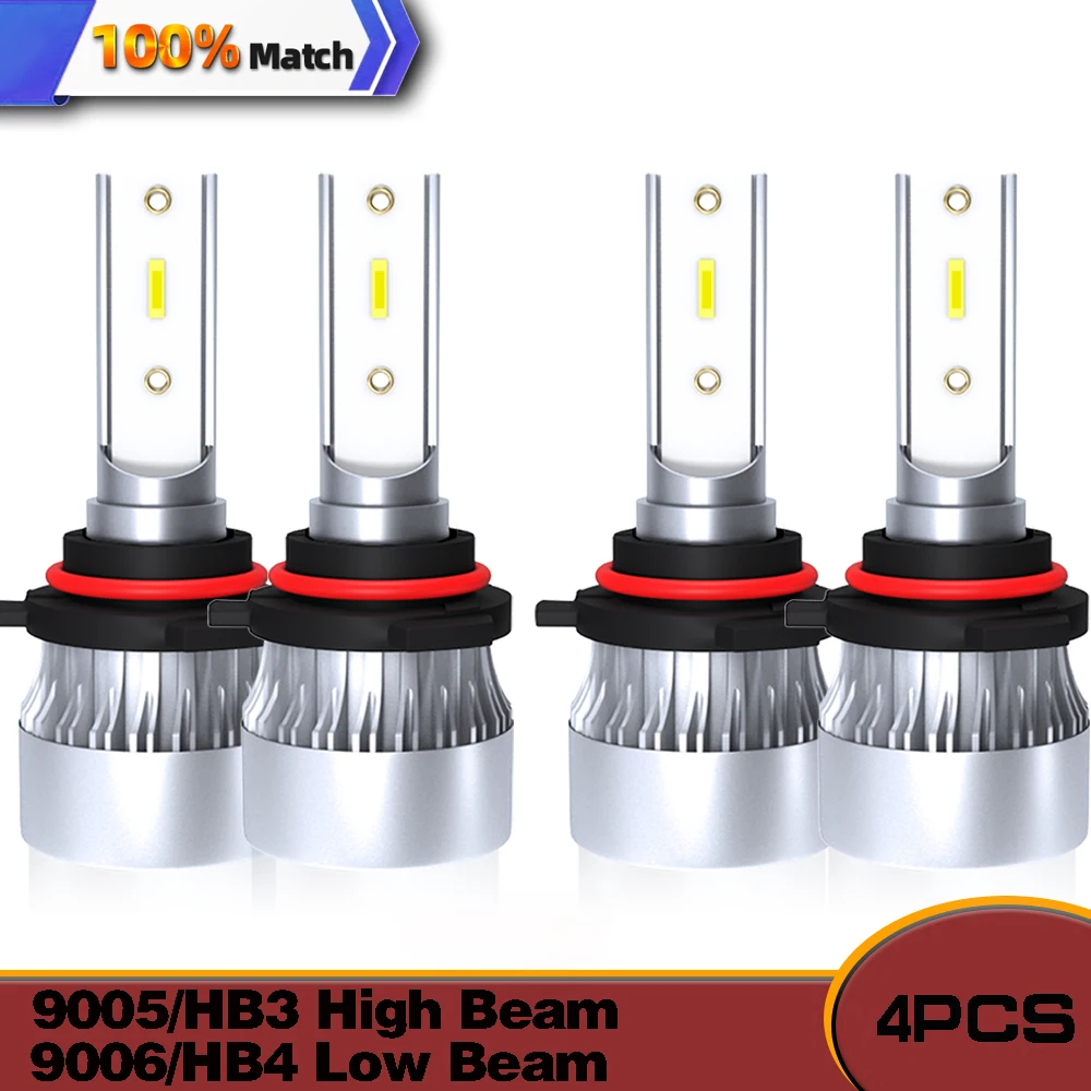 

4PCS Canbus 20000LM 120W LED Headlight 9005 9006 HB3 HB4 Led Headlamps Bulb High Low Beam Turbo CSP Chip Auto Lamp 12V 6000K