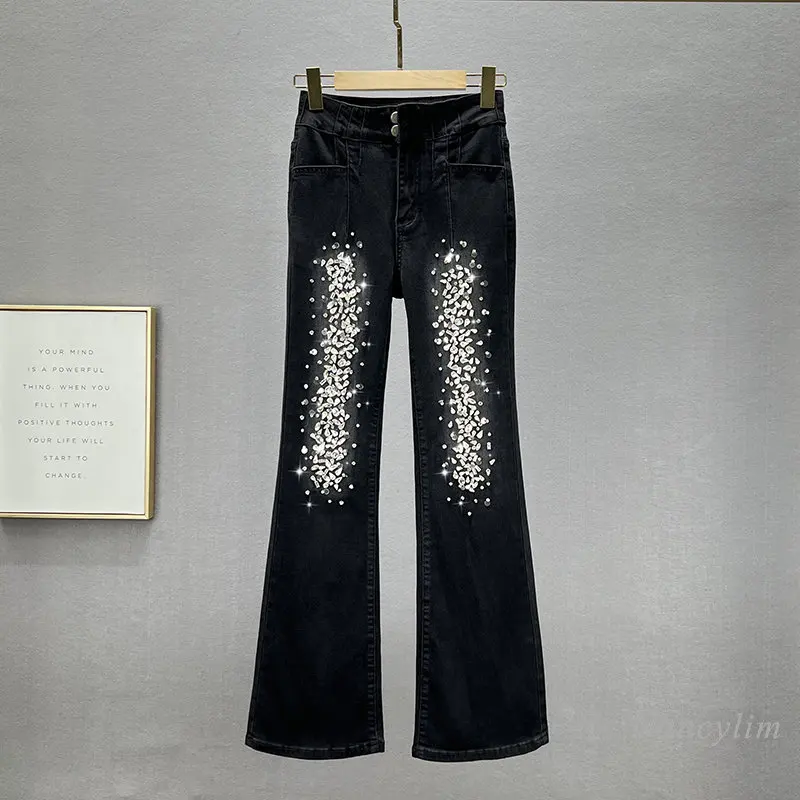 Skinny Black Denim Flare Jeans Women Harajuku Y2K Pants 2022 New Autumn High Waist Slim Fit Stretch Exquisite Rhinestone Jeans
Skinny Black Denim Flare Jeans Women Harajuku Y2K Pants 2022 New Autumn High Waist Slim Fit Stretch Exquisite Rhinestone Jeans