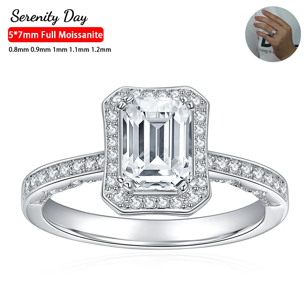 Serenity Day Real D Color 5*7mm Emerald Cutting Full Moissanite Row Ring For Women S925 Sterling Silver Plate Pt950 Fine Jewelry
Serenity Day Real D Color 5*7mm Emerald Cutting Full Moissanite Row Ring For Women S925 Sterling Silver Plate Pt950 Fine Jewelry