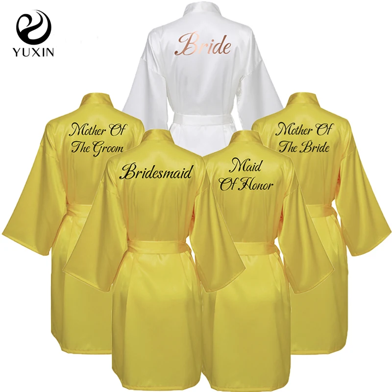 Yellow Satin Silk Bride Robe Wedding Party Bridesmaid Bride Dressing Gown Bridal Bathrobe Slippers Black Print New
Yellow Satin Silk Bride Robe Wedding Party Bridesmaid Bride Dressing Gown Bridal Bathrobe Slippers Black Print New