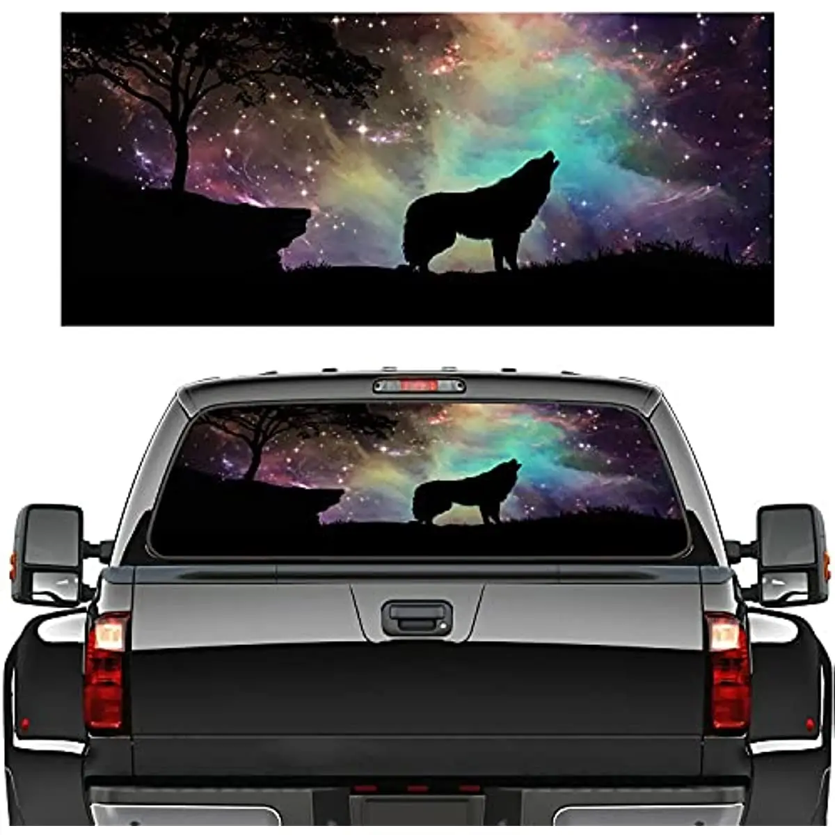 Rear Window Graphic Decal for Trucks SUV, Cars, Universal,Starry Sky Wolf Perforated Vinyl Window Film Truck Back Window Decals
Rear Window Graphic Decal for Trucks SUV, Cars, Universal,Starry Sky Wolf Perforated Vinyl Window Film Truck Back Window Decals