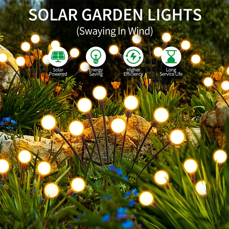 

Светлячок на солнечной батарее, уличная Водонепроницаемая светодиодная лампа для сада, газона, фонарь с питанием от солнечной энергии, украшение для двора, внутреннего дворика