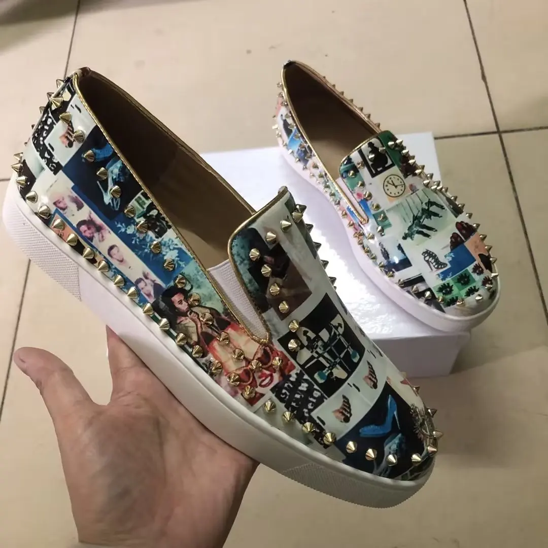 Brand Real Print Flower Leather Red Outsole Men's Women's Rhinestone Rivets Shoes Flats Casual Sneakers Designer Unisex
Brand Real Print Flower Leather Red Outsole Men's Women's Rhinestone Rivets Shoes Flats Casual Sneakers Designer Unisex