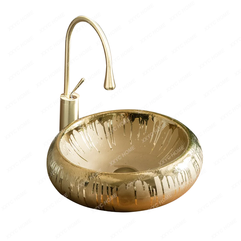 European-Style Golden Table Hand Washing Single Basin Balcony Simple Basin Household Washbasin
European-Style Golden Table Hand Washing Single Basin Balcony Simple Basin Household Washbasin