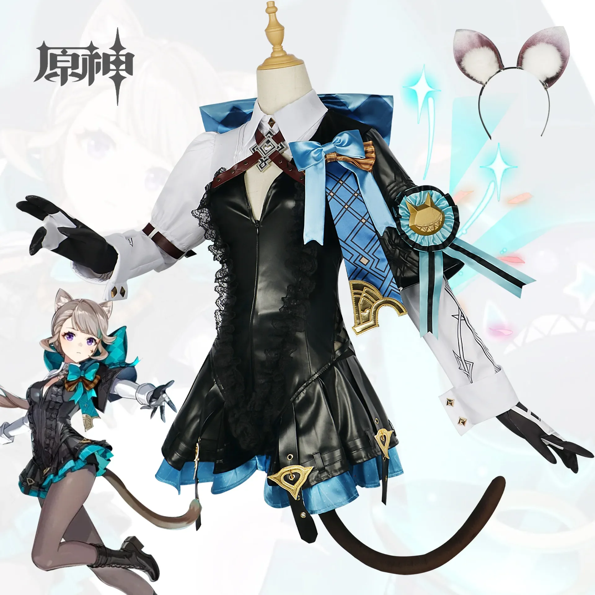 Lynette Cosplay Genshin Impact Costume Fontaine Lyney Leather Uniform Dress Long Hair Ears Skirt Glove Outfit Tail Magician
Lynette Cosplay Genshin Impact Costume Fontaine Lyney Leather Uniform Dress Long Hair Ears Skirt Glove Outfit Tail Magician