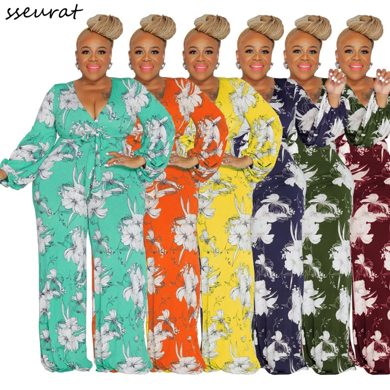Plus Size Women Flower Print Long Sleeve Wrap V-neck Jumpsuit Street Party One Piece Set Overall Playsuit
Plus Size Women Flower Print Long Sleeve Wrap V-neck Jumpsuit Street Party One Piece Set Overall Playsuit