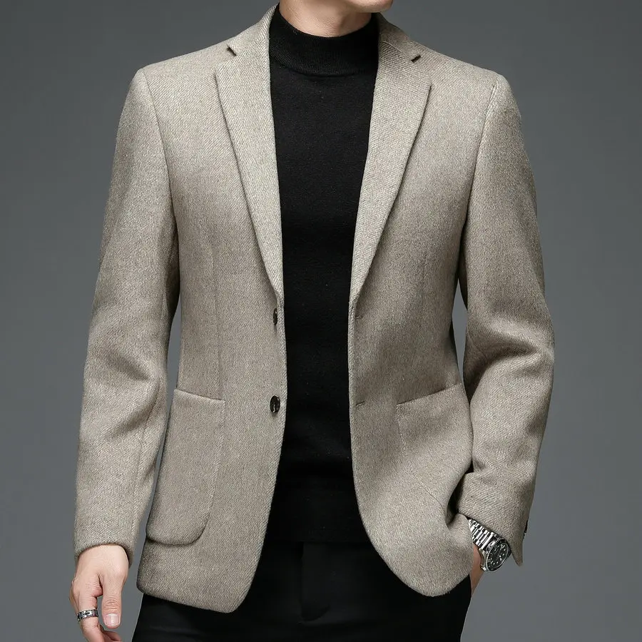 Men Beige Gray Cashmere Wool Blzers Smart Casual Notched Collar Design Sheep Woolen Blend Jacket Suit Male Elegant Outfit Winter
Men Beige Gray Cashmere Wool Blzers Smart Casual Notched Collar Design Sheep Woolen Blend Jacket Suit Male Elegant Outfit Winter