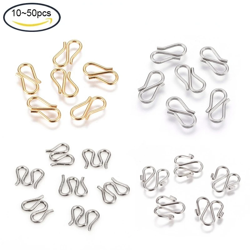 NBEADS 10-50PCS S-Hook/M Clasps Connectors Stainless Steel/Golden Hook Clasps S-Shaped Wire Hook for Bracelet Jewelry Making
NBEADS 10-50PCS S-Hook/M Clasps Connectors Stainless Steel/Golden Hook Clasps S-Shaped Wire Hook for Bracelet Jewelry Making