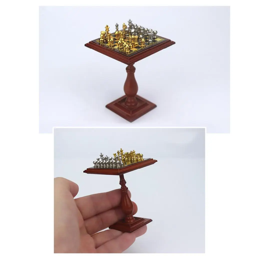 Миниатюрная металлическая шахматная игра 1:12 из кукольного домика, серебро и золото
Миниатюрная металлическая шахматная игра 1:12 из кукольного домика, серебро и золото