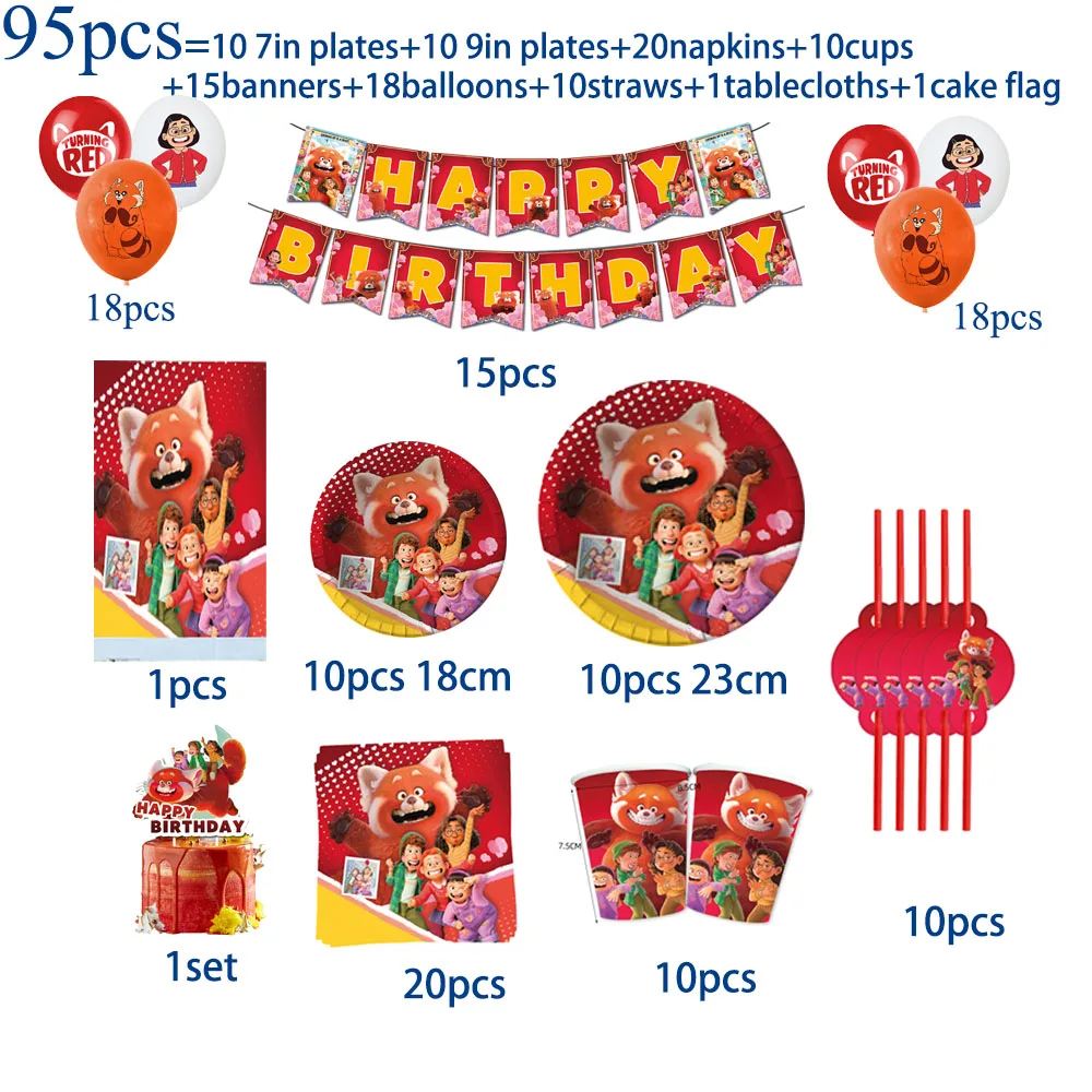 95pcsTurning Red Disaposable Tableware Set Birthday Gifts Turning Red Birthday Party Decoration Baby Shower Party Supplies
95pcsTurning Red Disaposable Tableware Set Birthday Gifts Turning Red Birthday Party Decoration Baby Shower Party Supplies