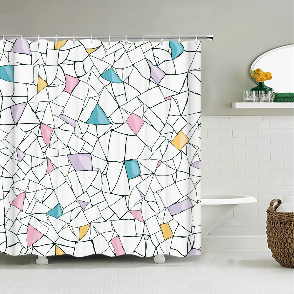 

Занавеска для душа с геометрическим рисунком, водонепроницаемая Штора для ванной из полиэстера, с Мозаичным принтом