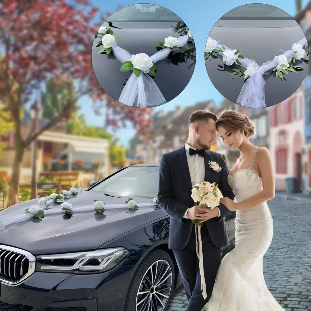 White DIY Artificial Flower For Wedding Car Decoration Bridal Car Decorations Door Handle Ribbons Silk Rose Flower Galand Set
White DIY Artificial Flower For Wedding Car Decoration Bridal Car Decorations Door Handle Ribbons Silk Rose Flower Galand Set