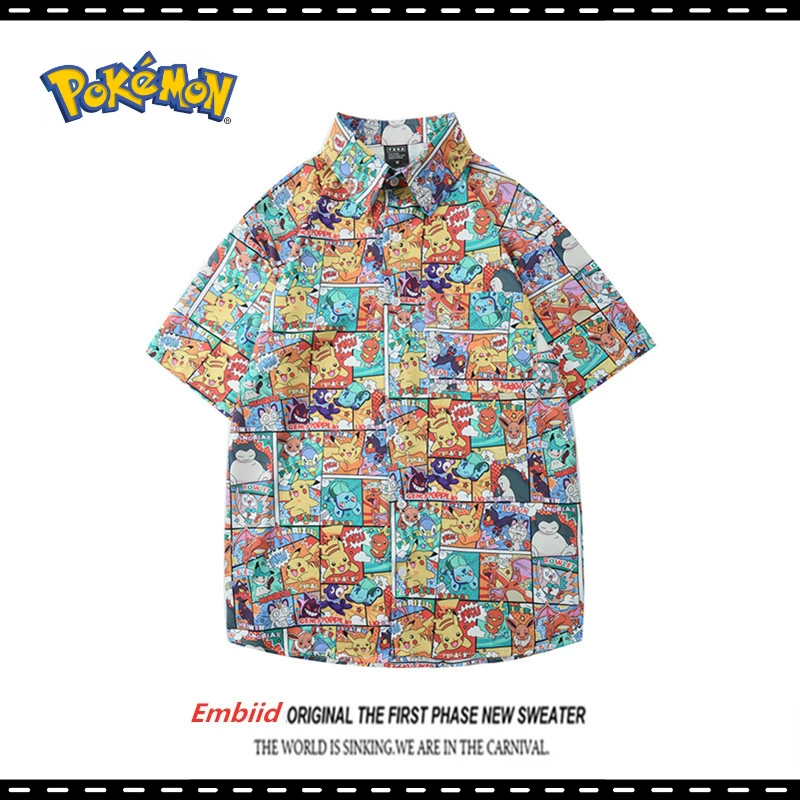 Anime Peripherals Pokemon Pikachu Shirts Short Sleeves Men's and Women's Style Fashion Casual Flower Shirts Thin Clothes Gifts
Anime Peripherals Pokemon Pikachu Shirts Short Sleeves Men's and Women's Style Fashion Casual Flower Shirts Thin Clothes Gifts
