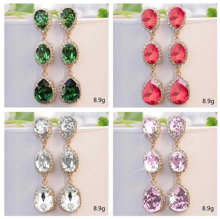 Elegant Long Green Water Drop Crystal Stud Earrings for Women Inlaid White Rhinestone Zircon Party Wedding Jewelry
Elegant Long Green Water Drop Crystal Stud Earrings for Women Inlaid White Rhinestone Zircon Party Wedding Jewelry