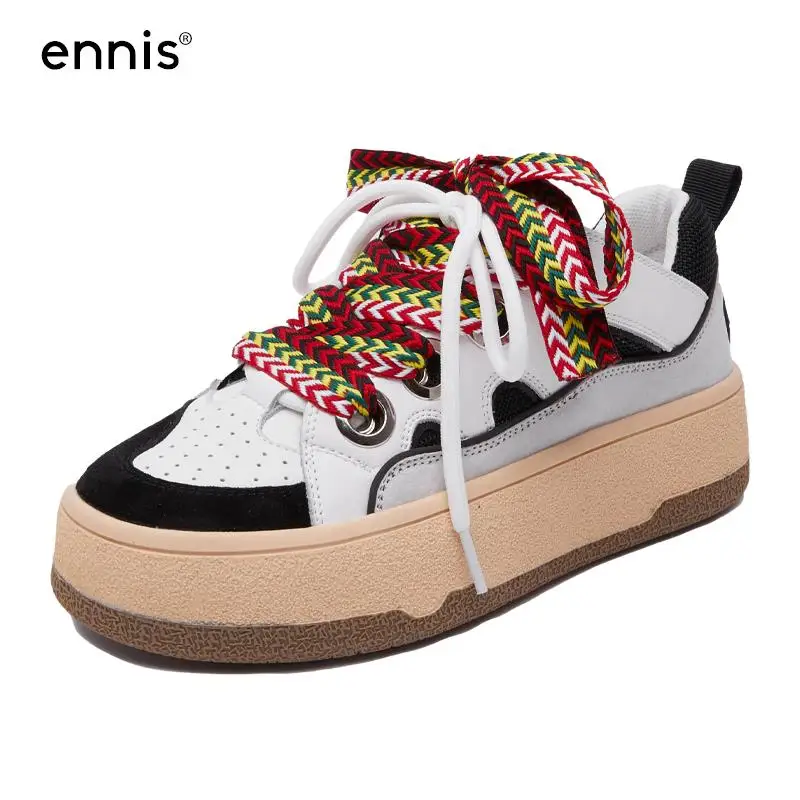 ENNIS Genuine Leather Trainers Women Crub Lace-Up Sneakers Flat Casual Shoes Panelled Designer Contrasting Laces Shoes New E2102
ENNIS Genuine Leather Trainers Women Crub Lace-Up Sneakers Flat Casual Shoes Panelled Designer Contrasting Laces Shoes New E2102