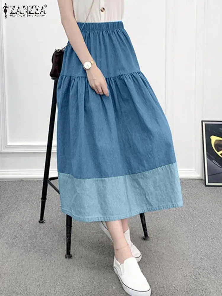 ZANZEA 2023 Summer Fashion Midi Skirt Pleated Tiered Women Faldas Elastic High Waist Holiday Jupes Color Blocking Denim Skirts
ZANZEA 2023 Summer Fashion Midi Skirt Pleated Tiered Women Faldas Elastic High Waist Holiday Jupes Color Blocking Denim Skirts