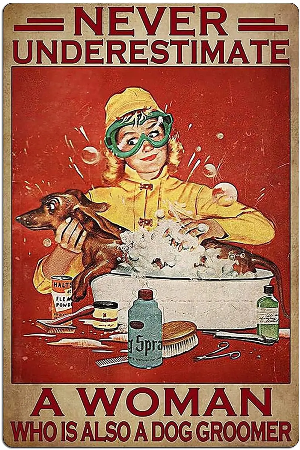 Металлический жестяной знак никогда не подучит женщин, которые любят собак, в стиле ретро, подходит для украшения стен дома, бара, кафе, улиц...
Металлический жестяной знак никогда не подучит женщин, которые любят собак, в стиле ретро, подходит для украшения стен дома, бара, кафе, улиц...