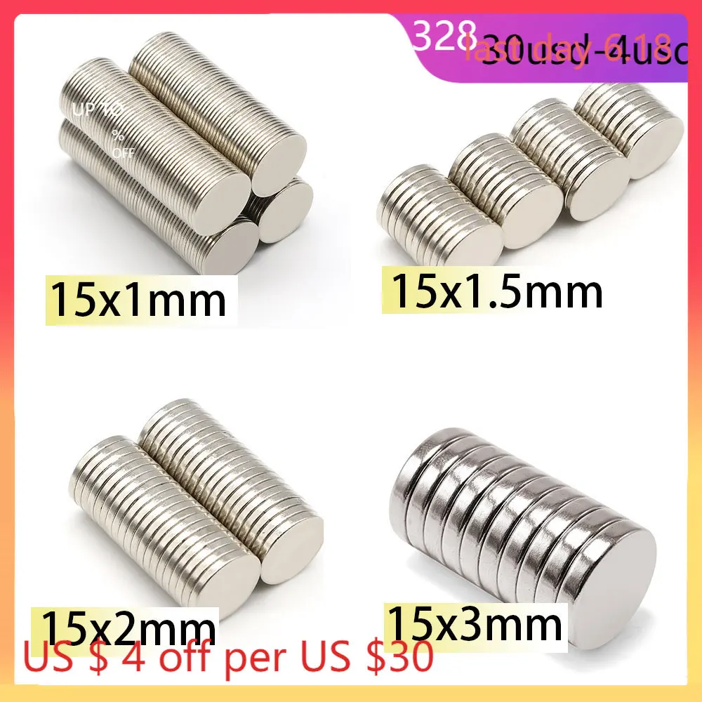 15x1mm 15x1.5mm 15x2mm 15x3mm Magnet 15*2mm N35 Neodymium Magnets Nickle Coating Search Magnetic Fridge DIY
15x1mm 15x1.5mm 15x2mm 15x3mm Magnet 15*2mm N35 Neodymium Magnets Nickle Coating Search Magnetic Fridge DIY