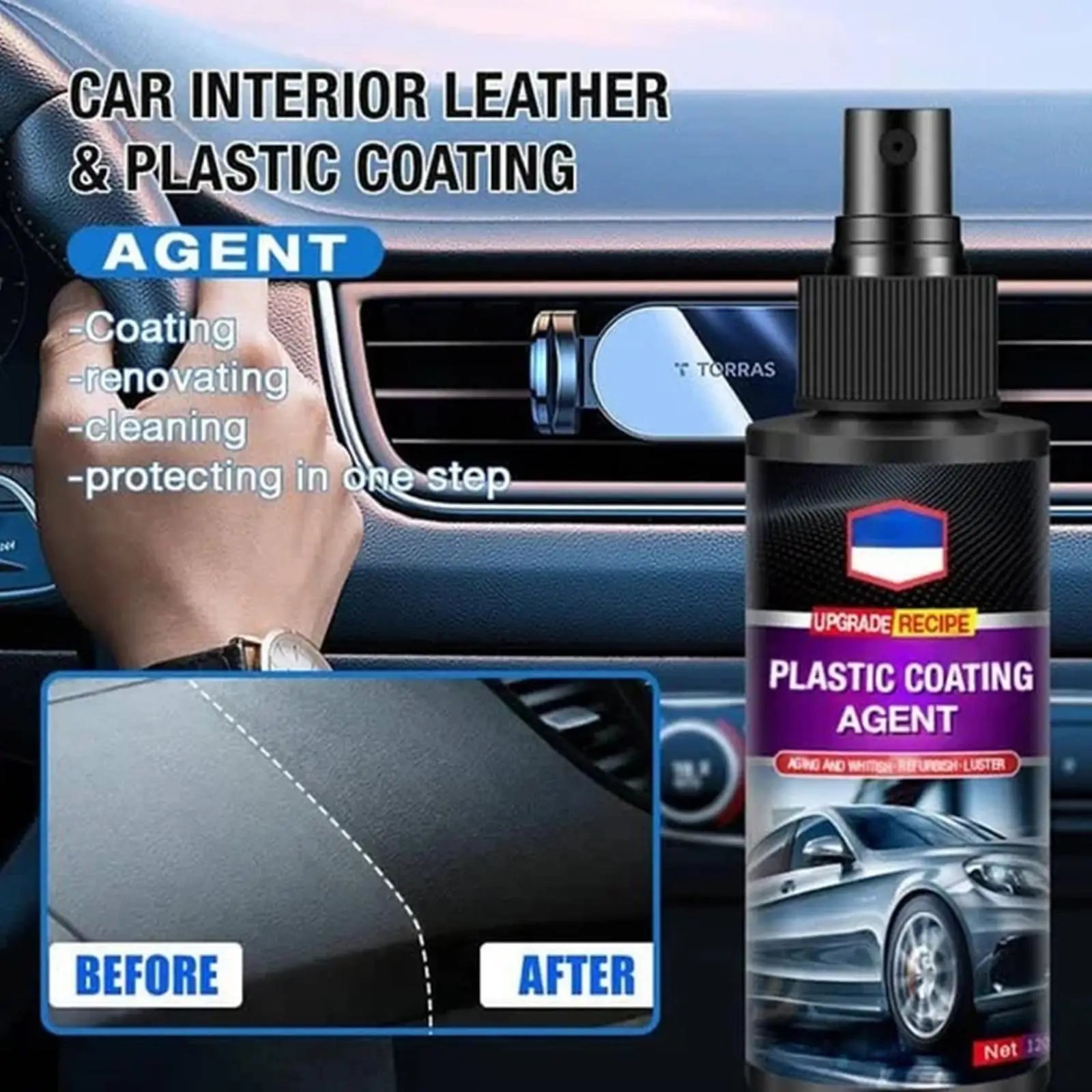 120ml Car Interior Restorer Quick Coating Spray Plastic Parts Refurbishing Agent Car Interior Cleaner Seat Leather Polish Agent
120ml Car Interior Restorer Quick Coating Spray Plastic Parts Refurbishing Agent Car Interior Cleaner Seat Leather Polish Agent