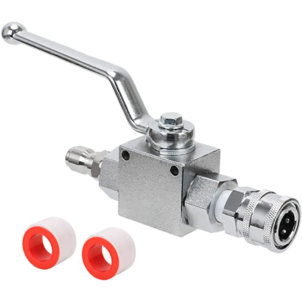 Stainless Steel High Pressure Washer Shut-Off Ball Valve Kit with 3/8Inch Quick Connect for Power Washer Hose, 4500 PSI
Stainless Steel High Pressure Washer Shut-Off Ball Valve Kit with 3/8Inch Quick Connect for Power Washer Hose, 4500 PSI