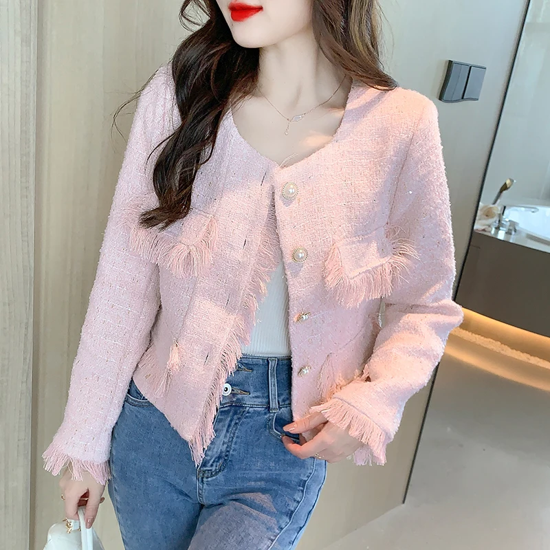 French Tweed Women's Small Fragrance Long Sleeve Wool Coat Vintage Cardigan Woolen Short Jacket Casaco Outwear Top
French Tweed Women's Small Fragrance Long Sleeve Wool Coat Vintage Cardigan Woolen Short Jacket Casaco Outwear Top