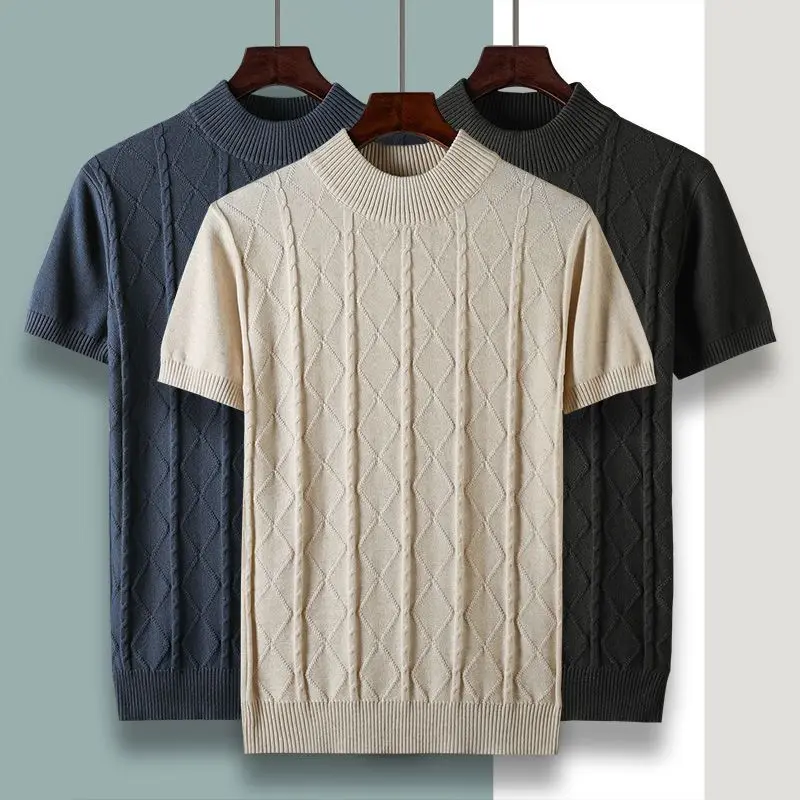 2023 New Summer Men T-shirt Knitted Short Sleeves Top Men's Solid Color O-neck Pullover Thick Slim Knitted Tees Tops F127
2023 New Summer Men T-shirt Knitted Short Sleeves Top Men's Solid Color O-neck Pullover Thick Slim Knitted Tees Tops F127