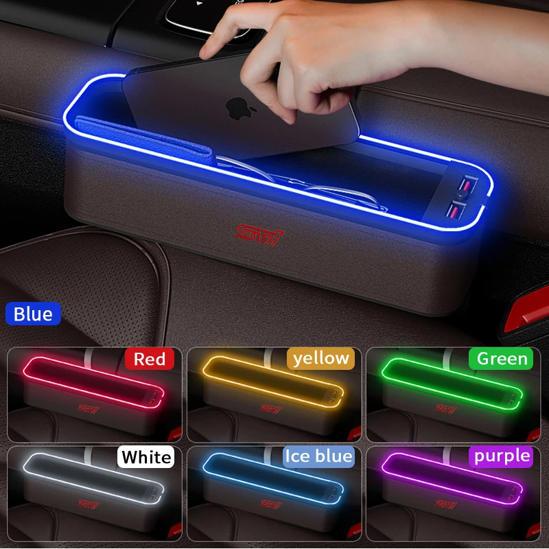 

Car Seat Storage Box with Atmosphere LED 7-color Light For Subaru STI OUTBACK WRV BRZ XV Impreza Forester Legacy Ascent