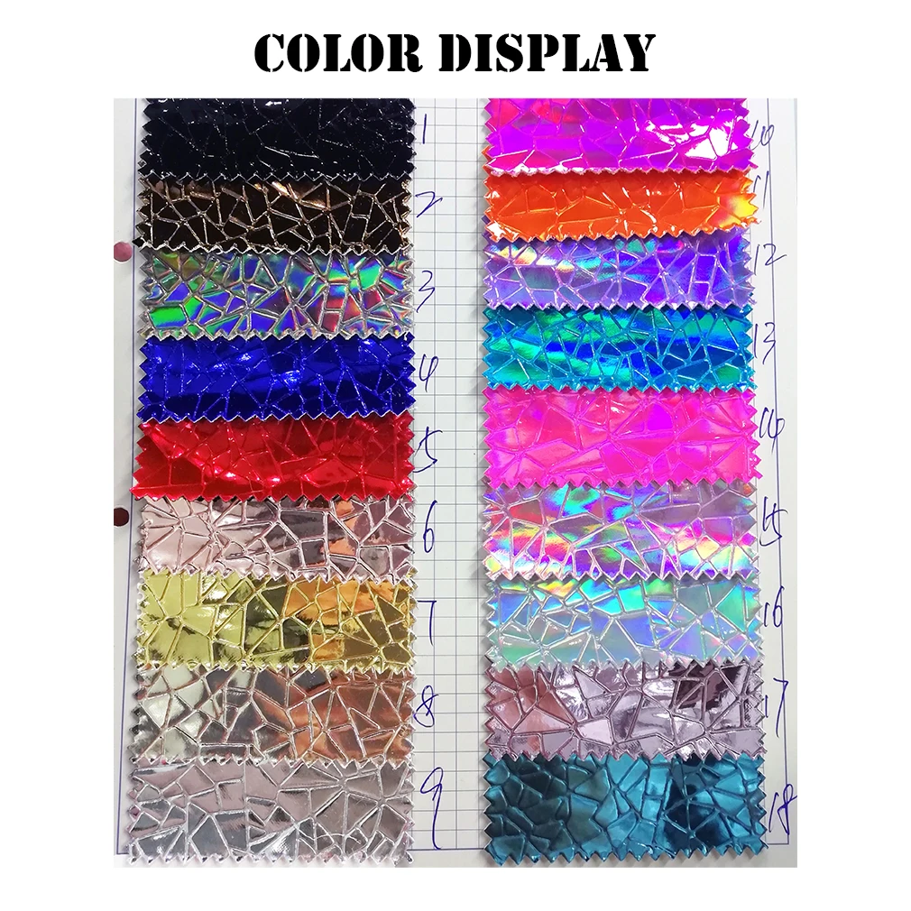 Geometric Embossed Metallic Mirror Laser PU Faux Leather Fabric Sheet for Making Shoe/Bag/Clothing/DIY Accessories 30x135cm
Geometric Embossed Metallic Mirror Laser PU Faux Leather Fabric Sheet for Making Shoe/Bag/Clothing/DIY Accessories 30x135cm