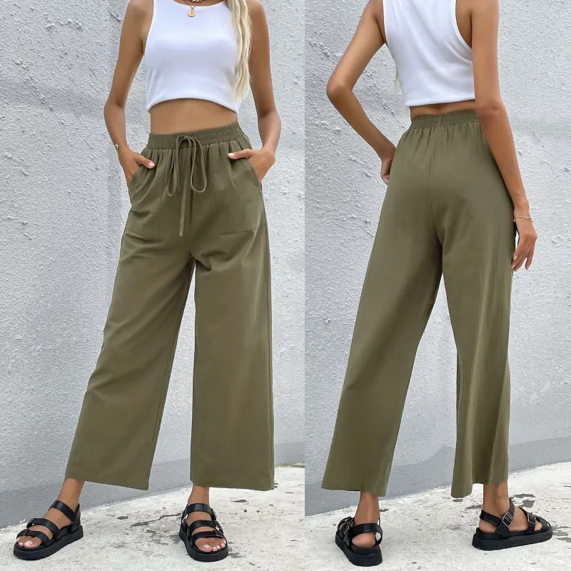 Summer 2022 women clothing Elastic waist pants for women drawstring sweatpants Looser wide leg pants
Summer 2022 women clothing Elastic waist pants for women drawstring sweatpants Looser wide leg pants
