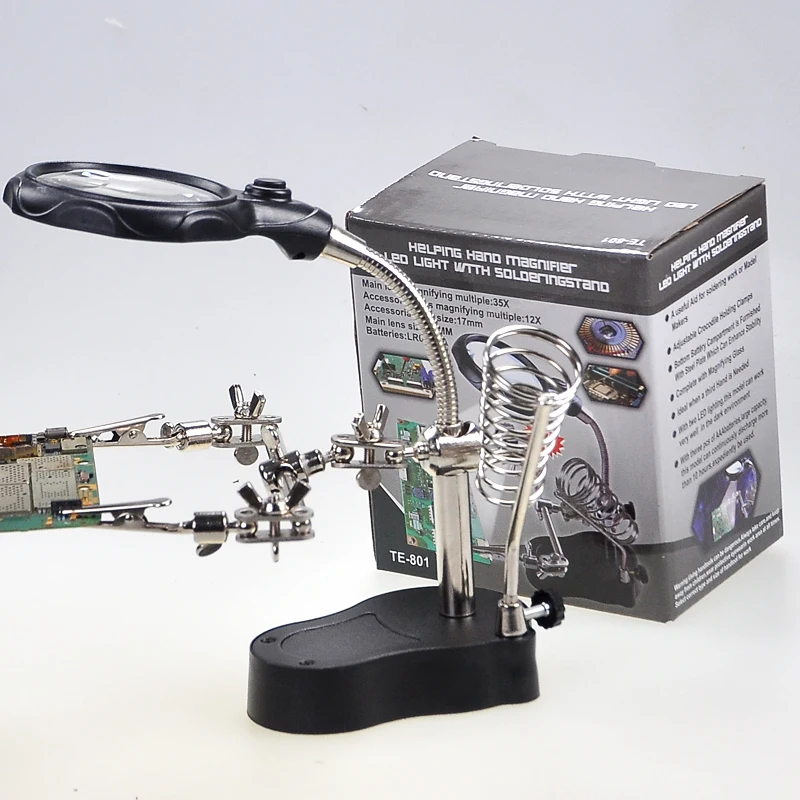 Welding Magnifying Glass with LED Light 3.5X-12X lens Auxiliary Clip Loupe Desktop Magnifier Third Hand Soldering Repair
Welding Magnifying Glass with LED Light 3.5X-12X lens Auxiliary Clip Loupe Desktop Magnifier Third Hand Soldering Repair