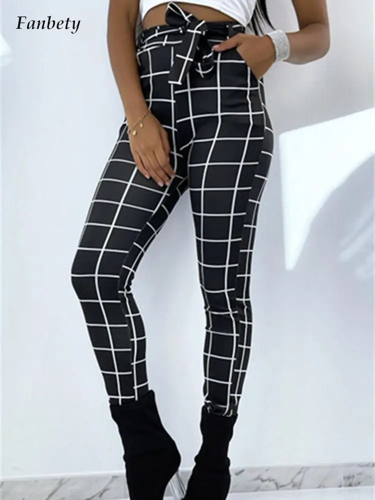 New Fashion Plaid Print Skinny Pants Women Elegant Lace-up High Waist Slim Fit Trousers Office Ladies Spring Summer Casual Pants
New Fashion Plaid Print Skinny Pants Women Elegant Lace-up High Waist Slim Fit Trousers Office Ladies Spring Summer Casual Pants