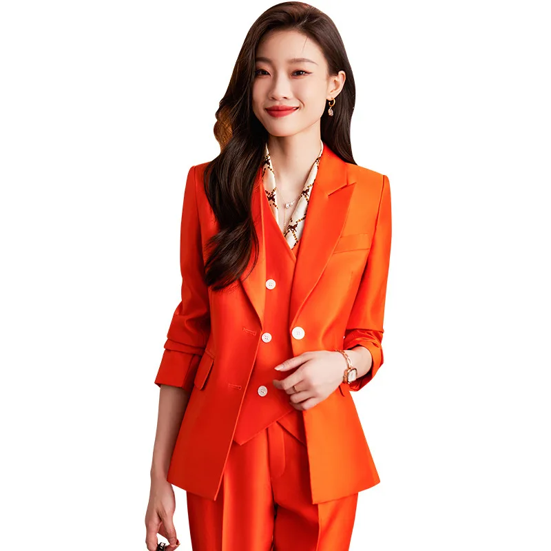 Autumn Winter Temperament Women Suits High End New Professional Orange Acetate Satin Blazer And Pants Office Ladies Work Wear
Autumn Winter Temperament Women Suits High End New Professional Orange Acetate Satin Blazer And Pants Office Ladies Work Wear