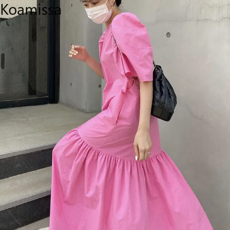 Koamissasolid Causal Loose Women Maxi Dress Short Sleeve O Neck Summer Korean Chic Dresses Female Outwear Vestidos Ropa Mujer
Koamissasolid Causal Loose Women Maxi Dress Short Sleeve O Neck Summer Korean Chic Dresses Female Outwear Vestidos Ropa Mujer