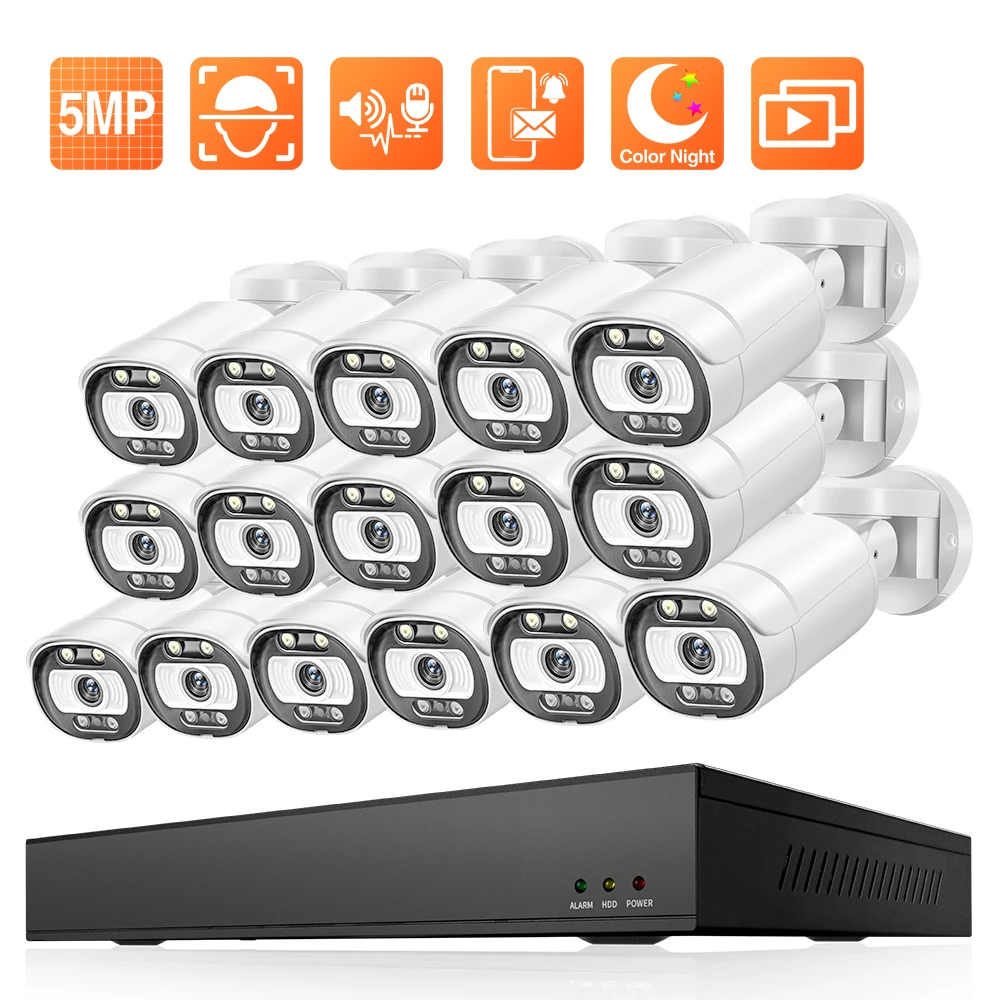 Techage 16CH PoE NVR Kit 5MP Outdoor IP Camera System Human Detect H.265 Video Surveillance AI Color Night Vision Security Set
Techage 16CH PoE NVR Kit 5MP Outdoor IP Camera System Human Detect H.265 Video Surveillance AI Color Night Vision Security Set