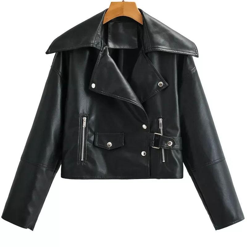 2021 Autumn Winter Women Punk Style Oversize Faux Leather Jackets Lady Loose Turn-down Collar PU Zippers Black Streetwear Coats
2021 Autumn Winter Women Punk Style Oversize Faux Leather Jackets Lady Loose Turn-down Collar PU Zippers Black Streetwear Coats