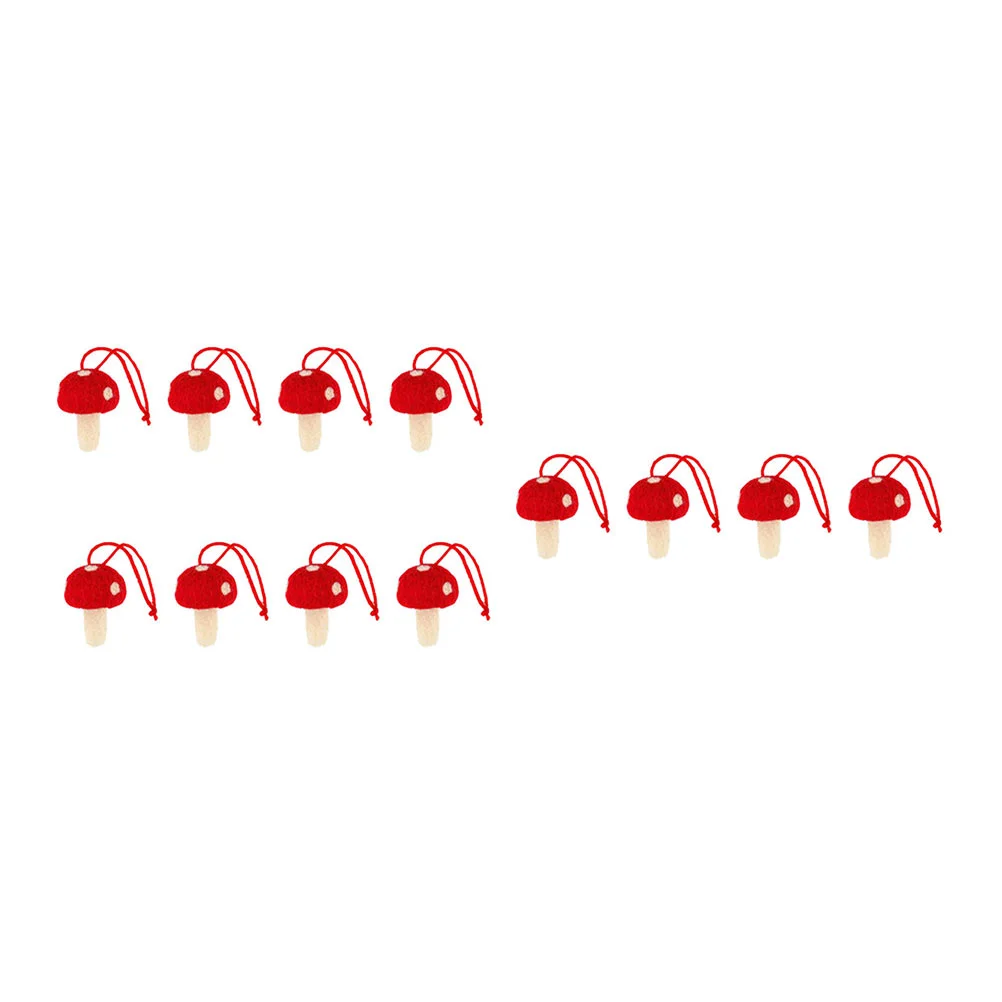 

12 Pcs The Sign Xmas Mushroom Pendants Christmas Ornament Wreath Decorations Party Felt Decorating Supplies Embellishment Red