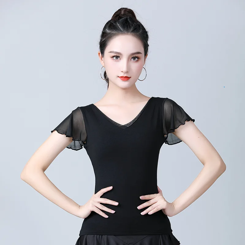 Latin Dance Top Female Adult New Short Sleeve Dance Clothing Fashion Black National Standard Modern Ballroom Dancing Uniforms 
Latin Dance Top Female Adult New Short Sleeve Dance Clothing Fashion Black National Standard Modern Ballroom Dancing Uniforms
