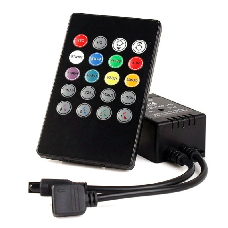 

Музыкальный ИК-контроллер с 20 кнопками, 12-24 В, 72 Вт, 38 кГц, черный звуковой датчик, пульт дистанционного управления для RGB светодиодной ленты, высокое качество