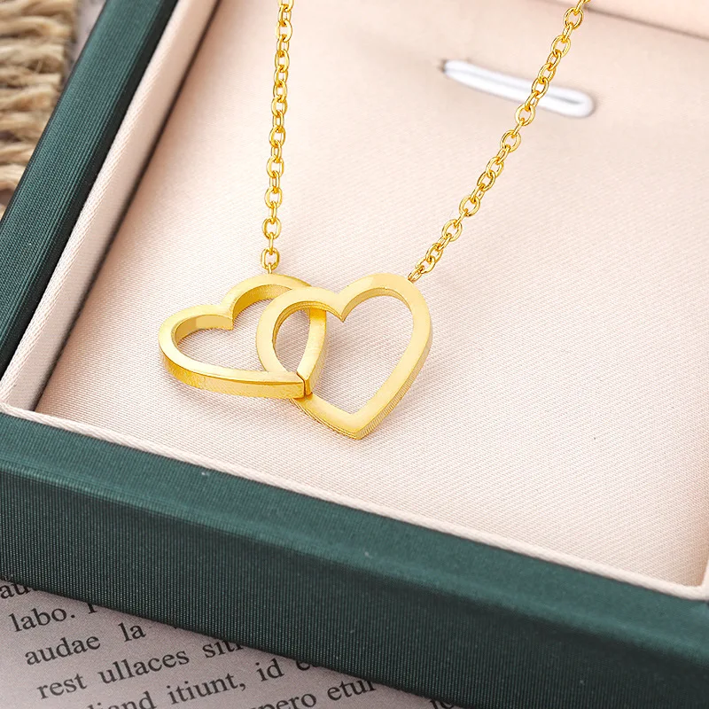 Double Heart Necklaces Pendants For Women Love jewellery Gifts Stainless Steel Link Chain Bijoux Femme Collier Choker Necklace
Double Heart Necklaces Pendants For Women Love jewellery Gifts Stainless Steel Link Chain Bijoux Femme Collier Choker Necklace
